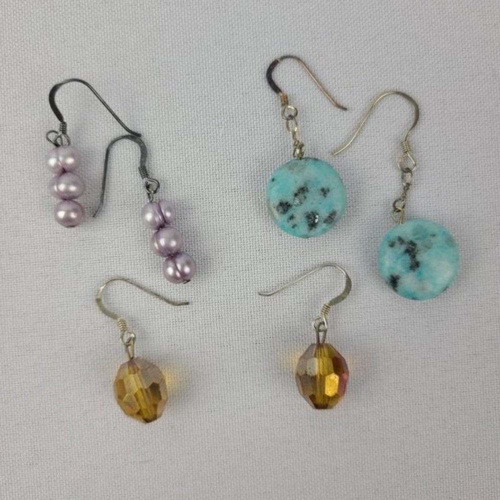 925 Sterling Silver Blue &Purple Earrings